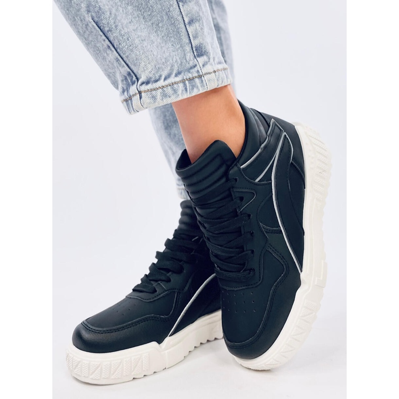 Sportliche High-Top-Sneaker für Damen, schwarz 2