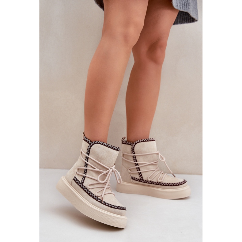 Isolierte Schneestiefel für Damen MD1094-7, hellbeige 1