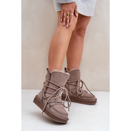 D.Franklin Damen-Schneestiefel mit Fell DFSH375004 Beige 1