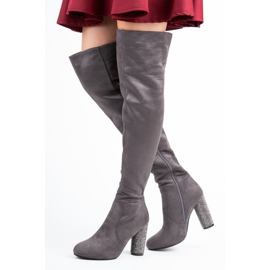 Seastar Overknee-Stiefel mit Strasssteinen grau 1