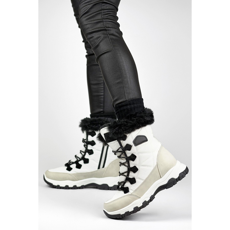 Hohe, isolierte Schneestiefel, Sportwinter, isolierte Damenstiefel, dick isolierte Stiefel weiß 1