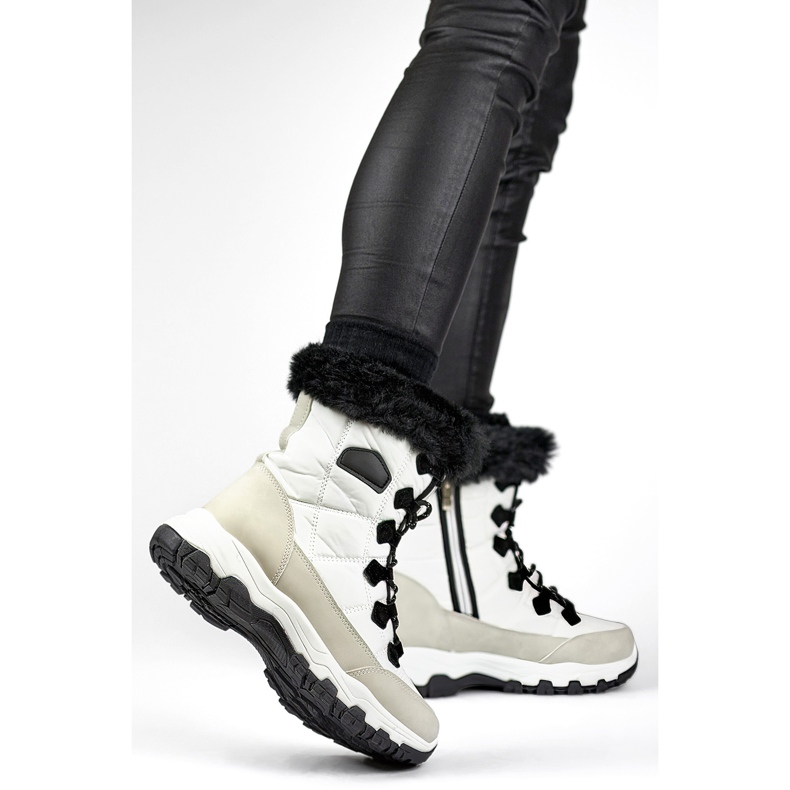 Hohe, isolierte Schneestiefel, Sportwinter, isolierte Damenstiefel, dick isolierte Stiefel weiß 2