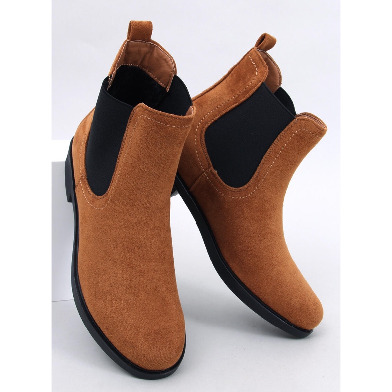 Damen-Chelsea-Stiefel aus Wildleder mit braunem Gummizug 1