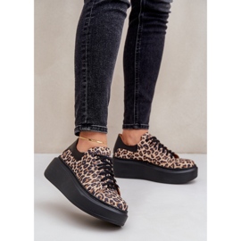 Zazoo Leopard Leopard Plateau-Ledersneaker 3346 Braun-Schwarz 2