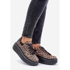 Zazoo Leopard Leopard Plateau-Ledersneaker 3346 Braun-Schwarz 1