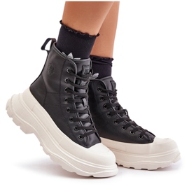 Lederisolierte Sneakers auf massiver Plattform Big Star OO274A599 Schwarz 4