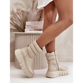 Zazoo 60512 Damen-Lederstiefel mit Reißverschluss, warm mit Filz, hellbeige 3