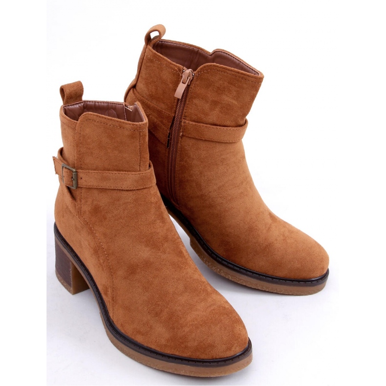 Aretha Camel Stiefeletten mit weitem Absatz – Inello braun 1