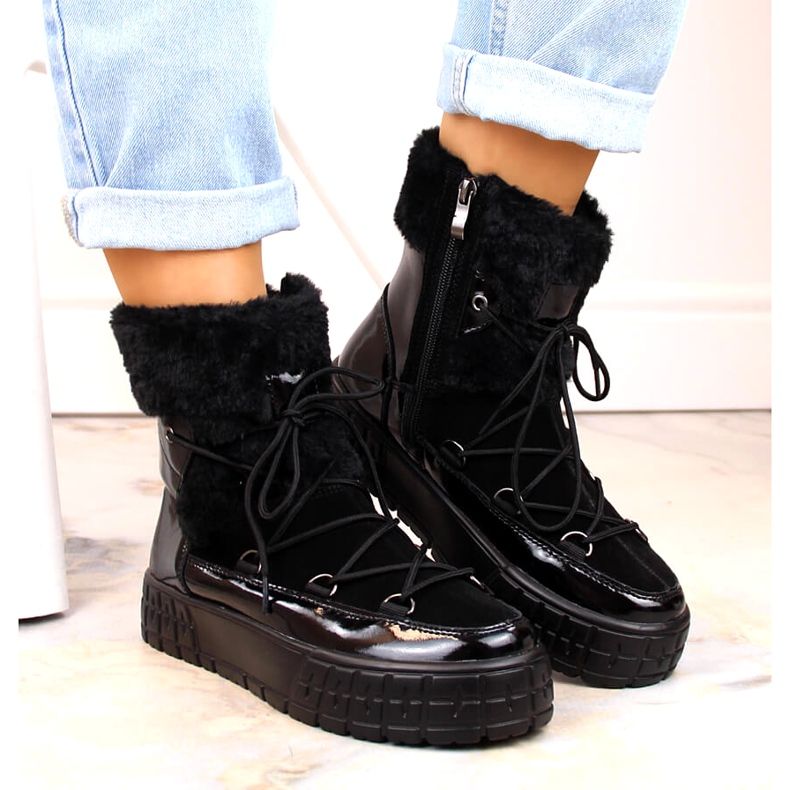 Filippo Frauenschnee mit Fell, schwarzer lackiertem Fell 3