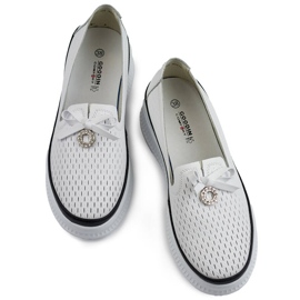 Goodin Durchbrochene Damenschuhe aus Leder mit dicker Sohle, weiß GD-XF-103W 1