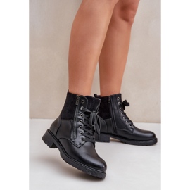 Isolierte Stiefel mit flachem Absatz, Öko-Leder, Schwarz 2