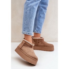 PG2 Plateau-Schneestiefel mit dekorativer Stickerei braun 2