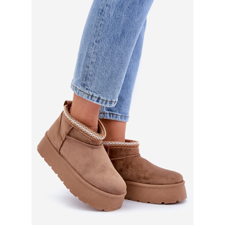 PG2 Plateau-Schneestiefel mit dekorativer Stickerei braun 1