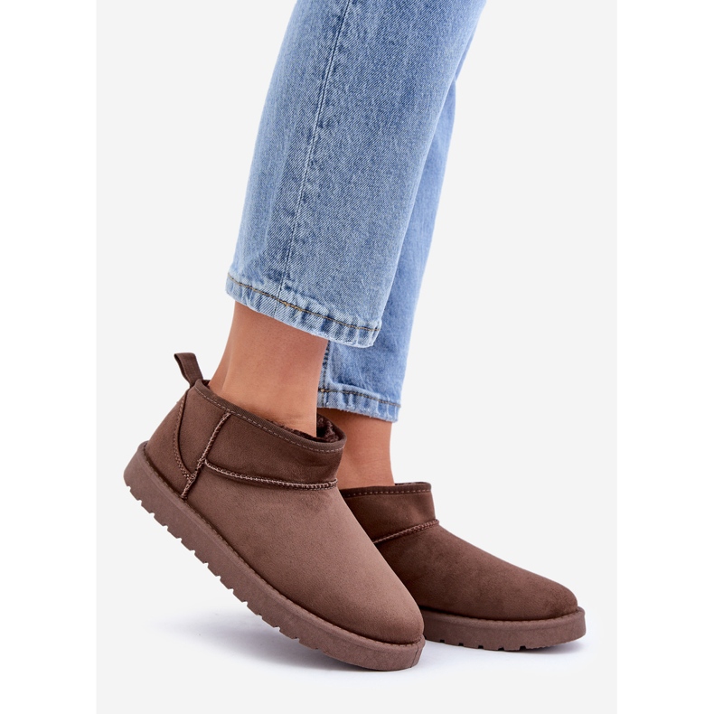 Braune niedrige Schneestiefel aus Öko-Wildleder 1