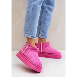 Rosa Plateau-Schneestiefel mit Muster 2