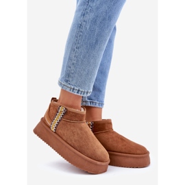 Plateau-Schneestiefel mit Kamelmuster braun 1