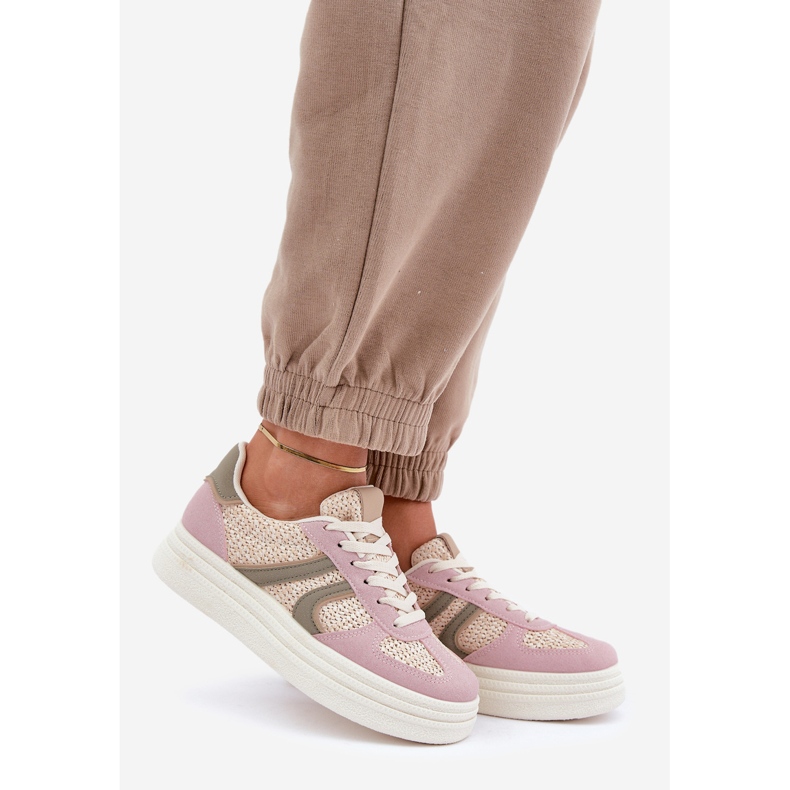 Damen-Sneaker mit geflochtener Plateausohle Rosa/Mehrfarbig 1
