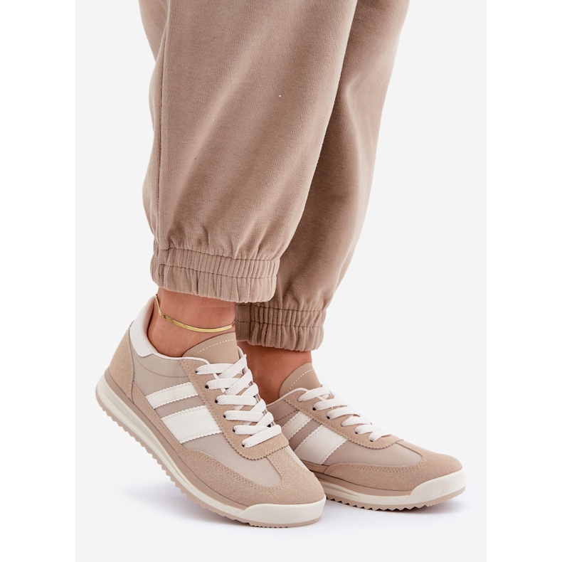 Niedrige Damen-Sneakers, beige Sneakers 1