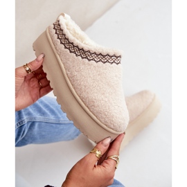 Hellbeige Leaniella Schaffell-Plateau-Schneestiefel mit Fell 2