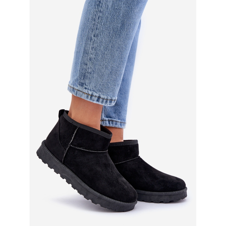 Damen-Schneestiefel aus Öko-Wildleder in Schwarz 1