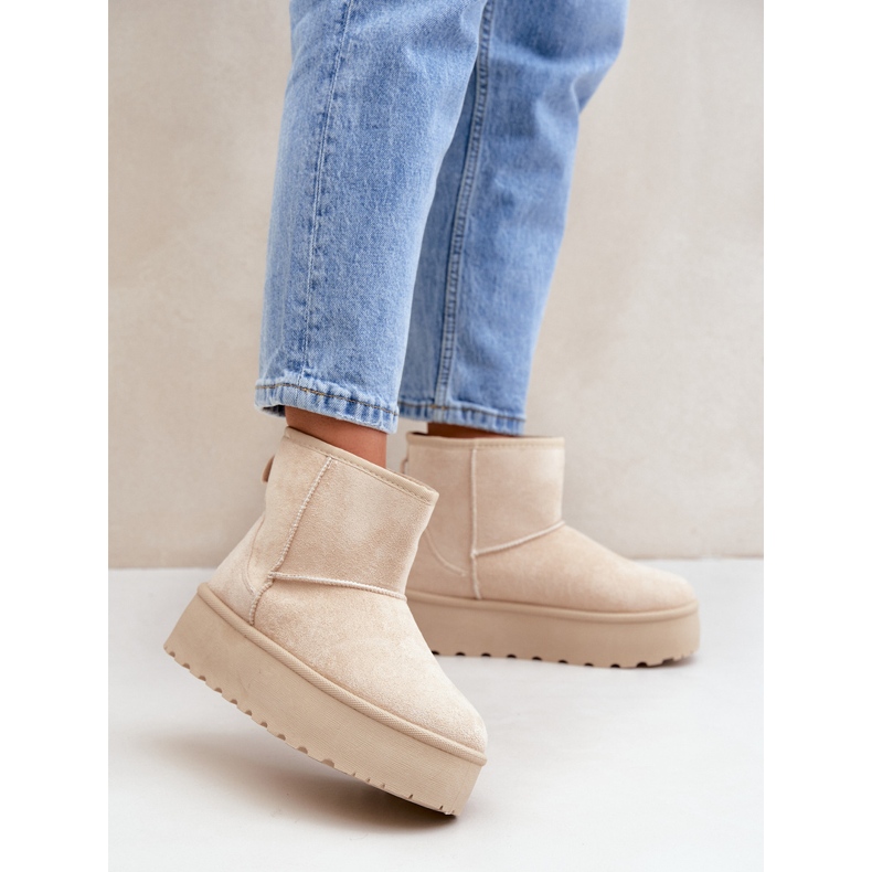 Plateau-Schneestiefel für Damen, Hellbeige 2