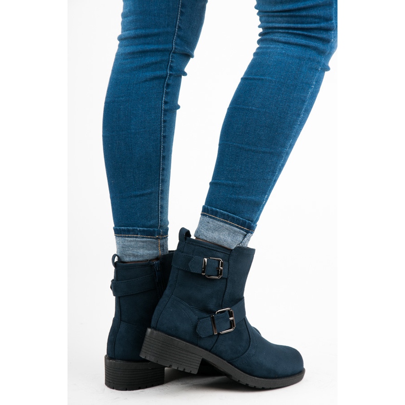 Vices Stiefel mit dekorativer Schnalle blau 1