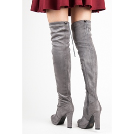 Vices Graue Overknee-Stiefel aus Wildleder 2