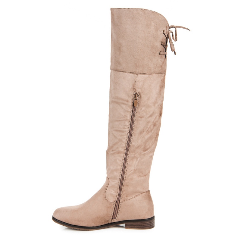 Juliet Beige Stiefel mit Bindung 2