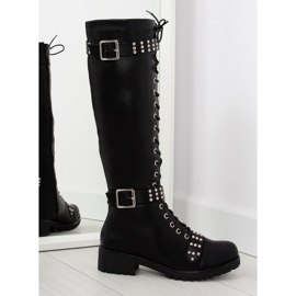 Reitstiefel mit Nieten schwarz PE116 schwarz 1