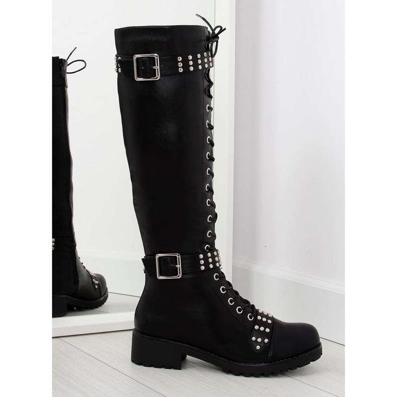 Reitstiefel mit Nieten schwarz PE116 schwarz 1