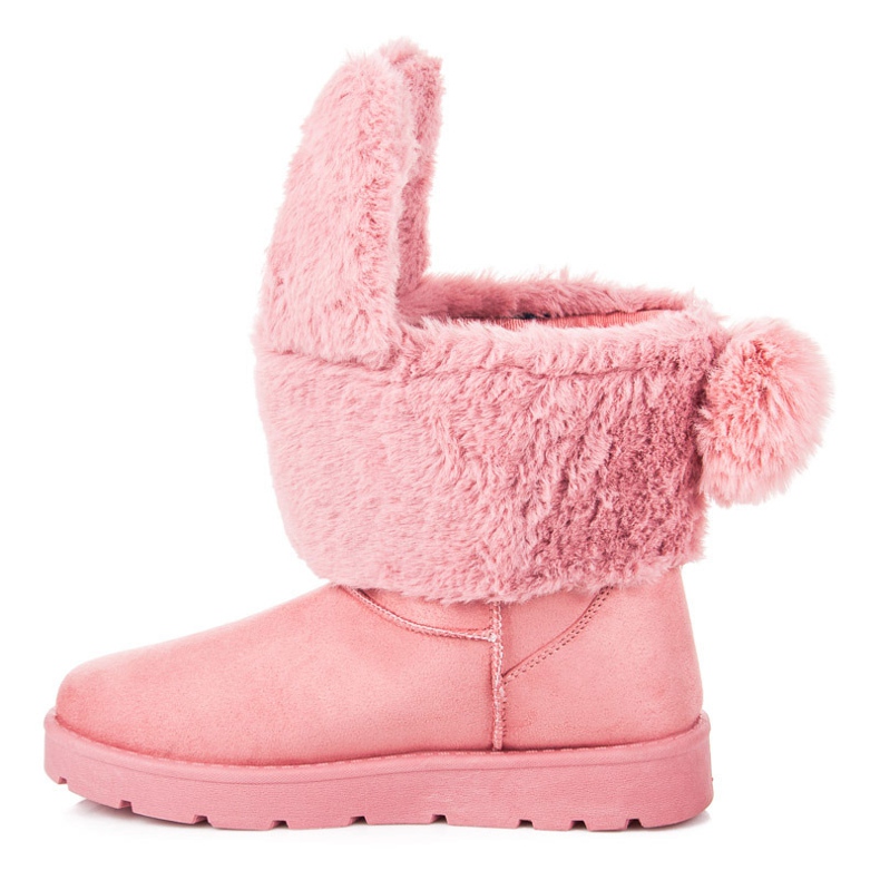 Schneestiefel mit abnehmbaren Ohren und Bommel rosa 1