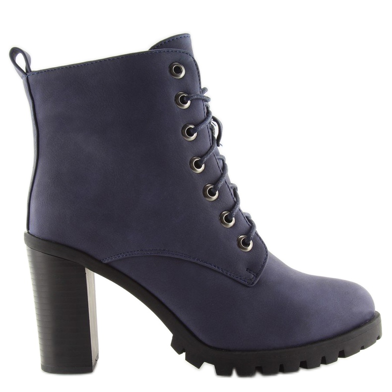 Marineblaue hochhackige Stiefel W331 blau 2