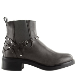 Graugraue Chelsea Boots für Damen mit Nieten 1