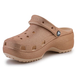 Crocs Classic Platform Glitter Clog 207241-2DS Flip-Flops braun 4