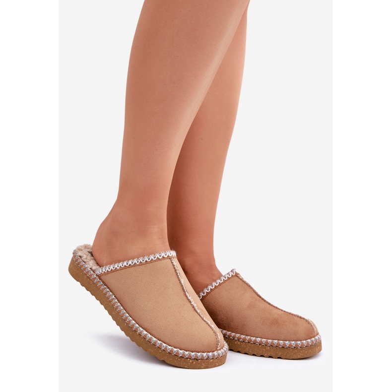 Inblu Kamelfarbene Hausschuhe für Damen mit bestickten Hausschuhen braun 1