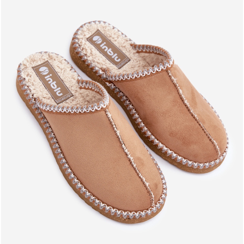 Inblu Kamelfarbene Hausschuhe für Damen mit bestickten Hausschuhen braun 2