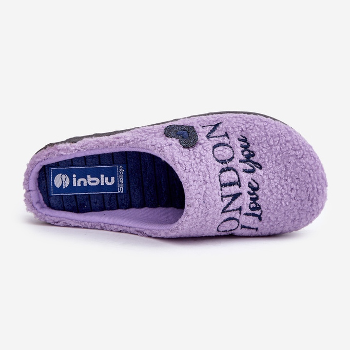 Inblu Lila Damen-Hausschuhe aus Schaffell mit Fell 2