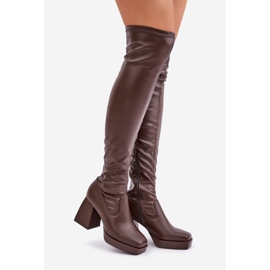 Taillierte Overknee-Stiefel, Dunkelbraun 1