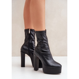 Stiefel mit hohem Absatz und Plateau, schwarz 3