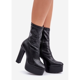 Stiefel mit hohem Absatz und Plateau, schwarz 1