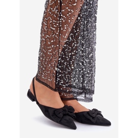 Schwarze Lotiara-Ballerinas mit spitzer Spitze und Schleife 1