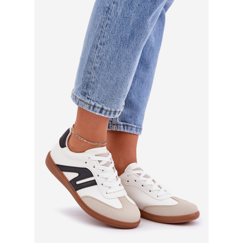 Niedrige Damen-Sneaker aus Öko-Leder, Weiß und Schwarz Navidemi 1