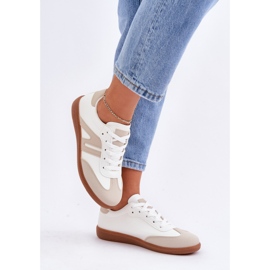 Niedrige Damen-Sneaker aus Öko-Leder, weiß und beige Navidemi 2