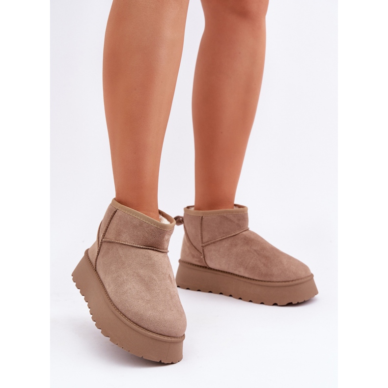 Plateau-Schneestiefel aus Öko-Wildleder, dunkelbeige 2