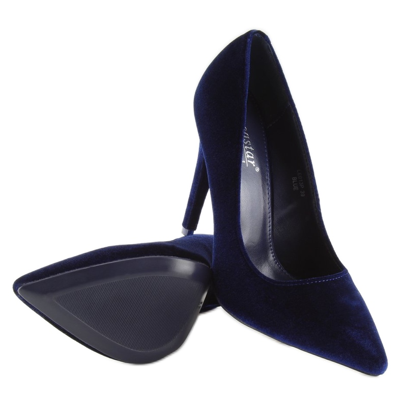 Pumps aus Samt mit Absatz marineblau LE013P Blau 1
