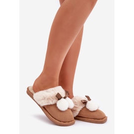 Damenhausschuhe mit Kamelfell beige 1