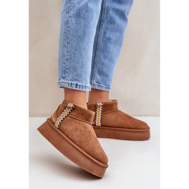 Braune Plateau-Schneestiefel aus Wildleder für Damen 1