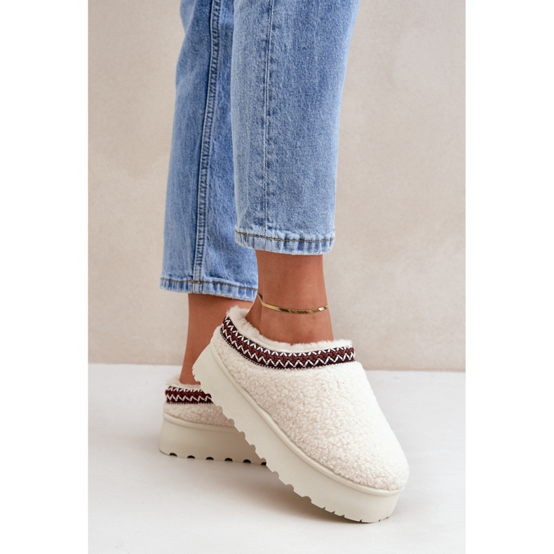 Beige Plateau-Schneestiefel für Damen 1