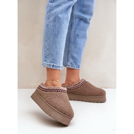 Braune Plateau-Schneestiefel für Damen 1