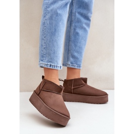 Braune Plateau-Schneestiefel aus Wildleder für Damen 1